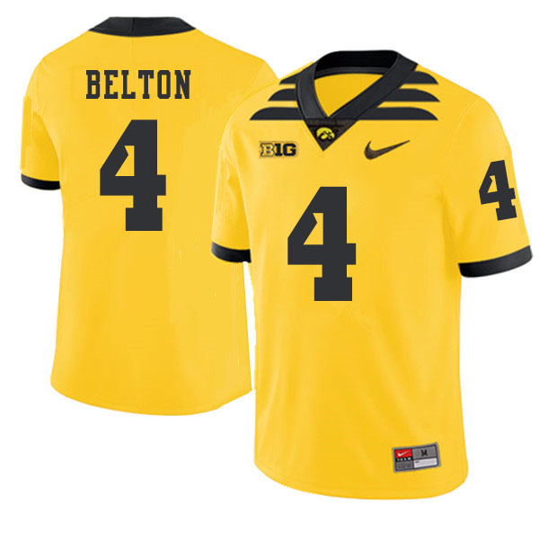 2019 Men #4 Dane Belton Iowa Hawkeyes College Football Alternate Jerseys Sale-Gold